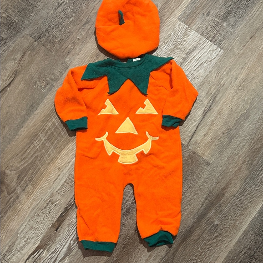 Kids Pumpkin Costume Romper with Hat - Orange